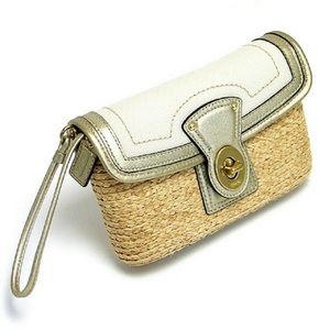 COACH Bleeker Straw Leather Wristlet Purse clutch